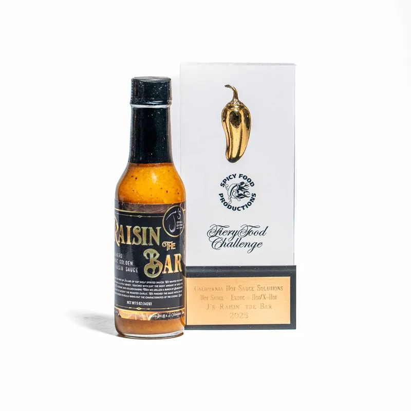 J's Small Batch - Raisin the Bar Hot Sauce by California Hot Sauce Solutions hot sauce bottle