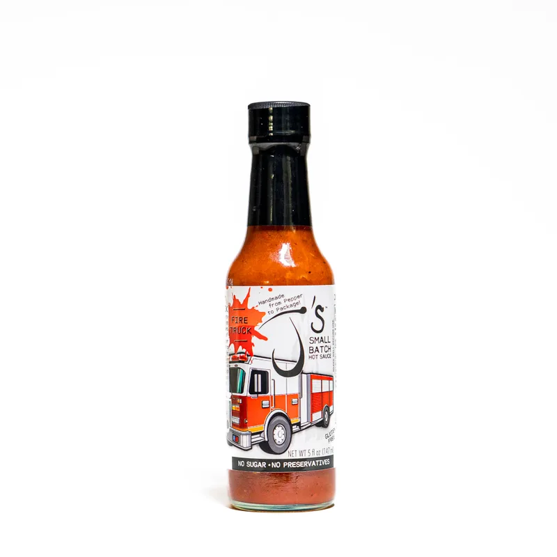 J's Small Batch - Fire Truck Hot Sauce by California Hot Sauce Solutions hot sauce bottle