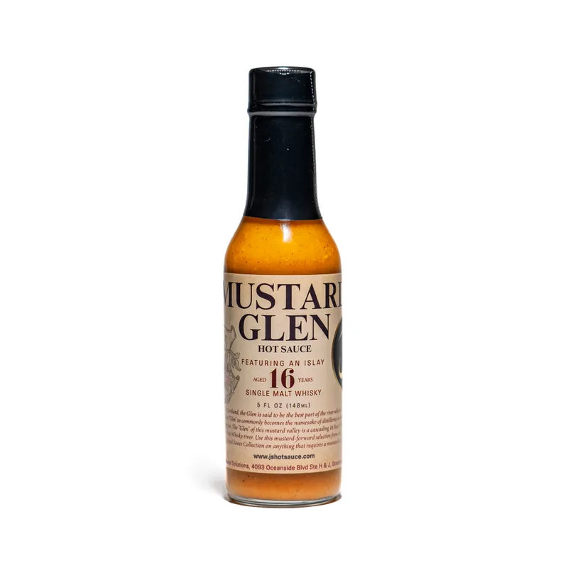 J's Small Batch - Mustard Glen Hot Sauce by California Hot Sauce Solutions hot sauce bottle