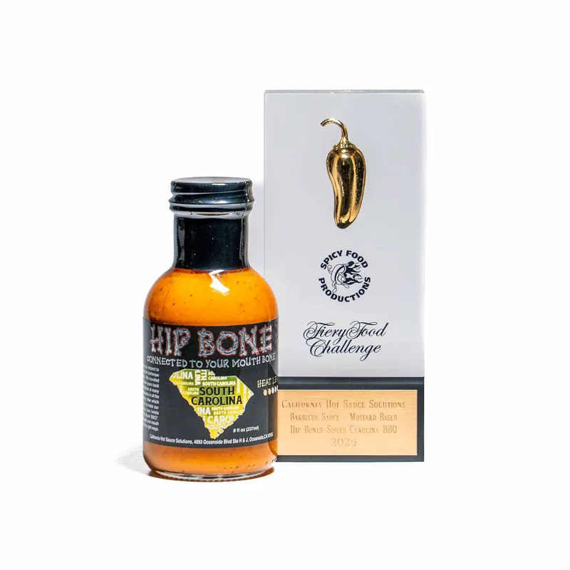 Hip Bone - South Carolina BBQ Sauce by California Hot Sauce Solutions hot sauce bottle