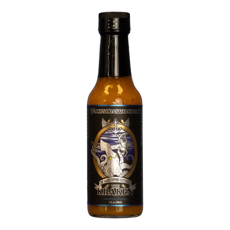 The Sauced Peppers Out-Foxed The Kraken - 5oz bottle by Funky's Foods, LLC hot sauce bottle