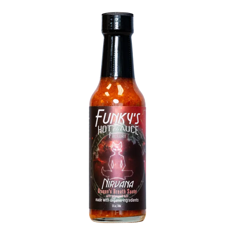 Nirvana (5 year anniversary sauce) - 5oz bottle by Funky's Foods, LLC hot sauce bottle