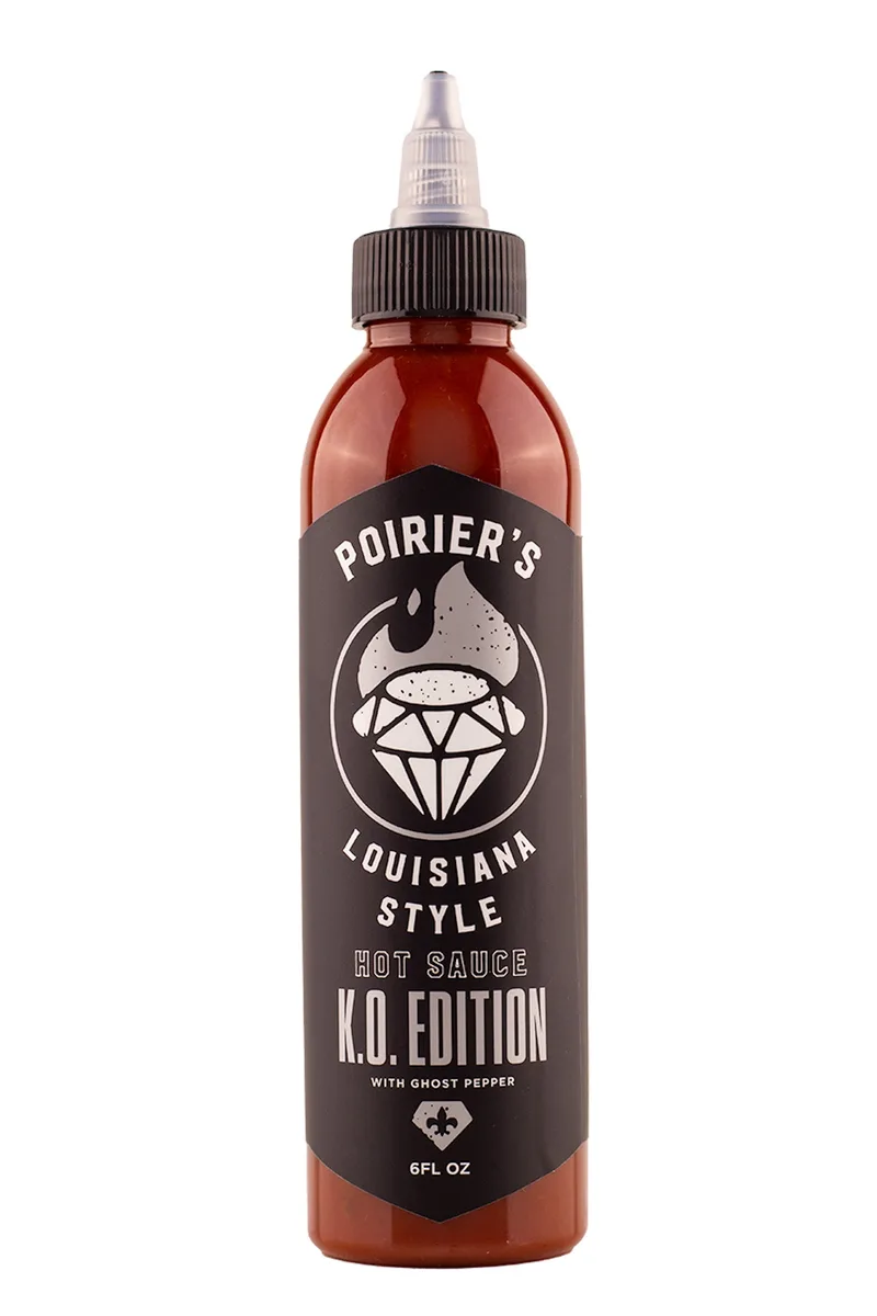 Dustin Poirier Hot Sauce - KO Edition by Poirier's Louisiana Style hot sauce bottle