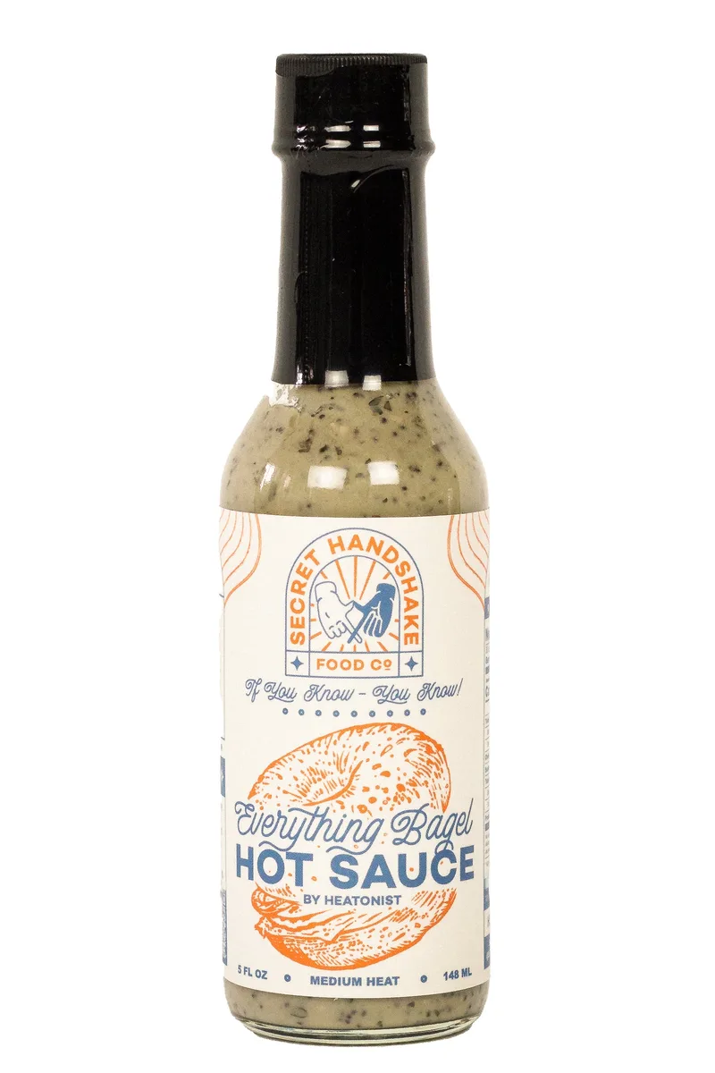 Everything Bagel Hot Sauce | Secret Handshake Food Co hot sauce bottle