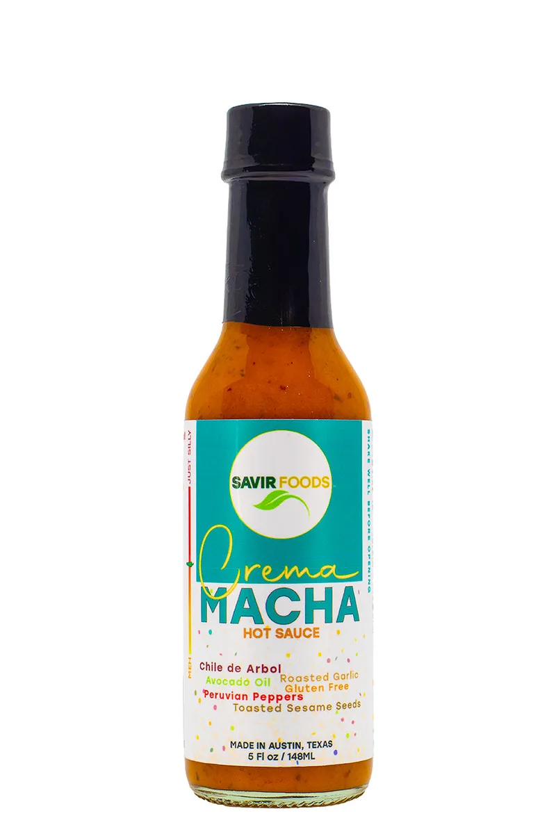 Crema Macha | Savir Foods hot sauce bottle