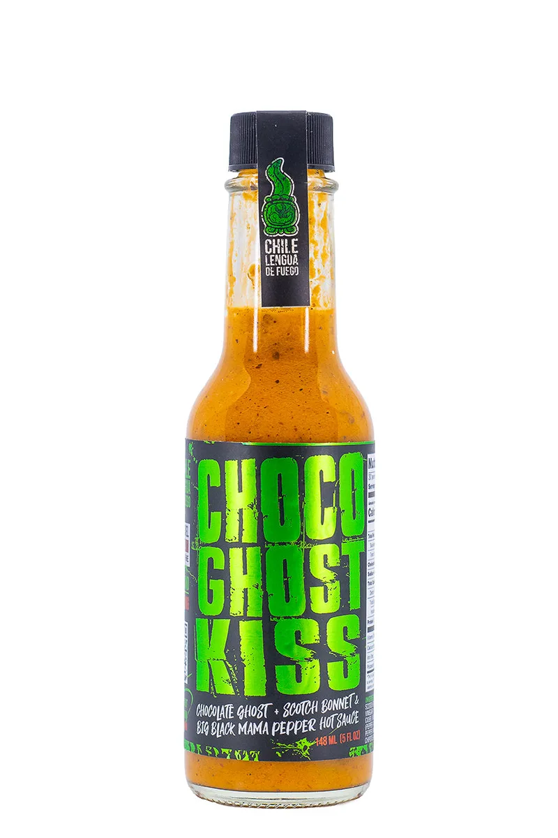Choco Ghost Kiss | Chile Lengua de Fuego hot sauce bottle