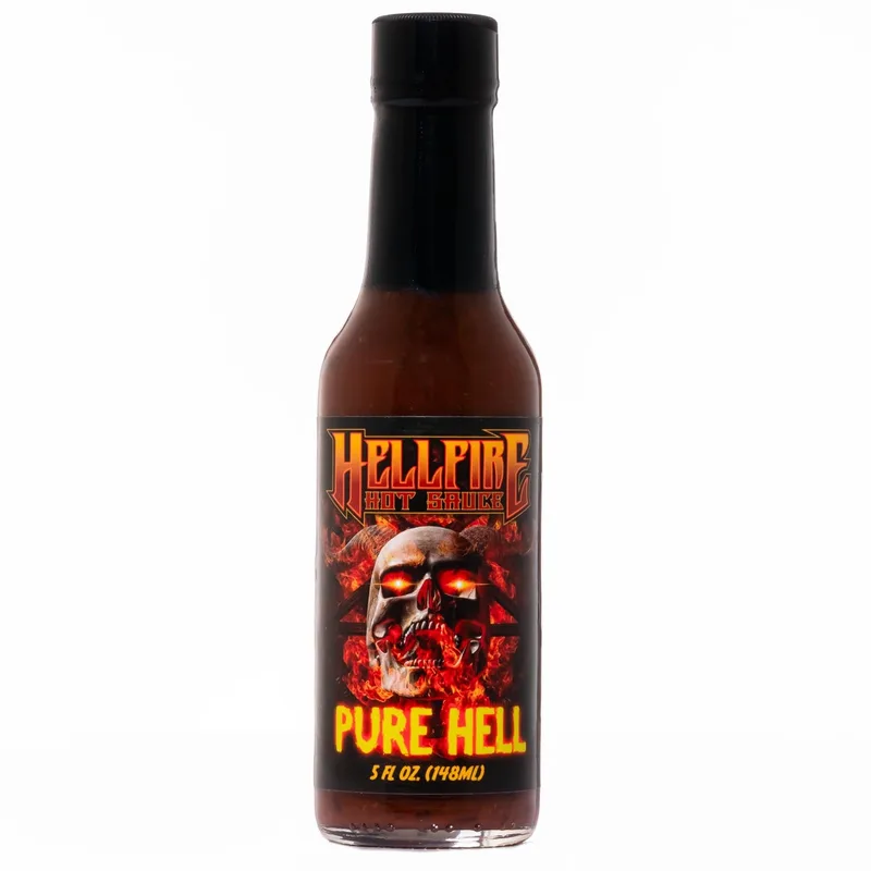 PURE HELL - Award Winning Red Pepper Hot Sauce by Hellfire Hot Sauce hot sauce bottle