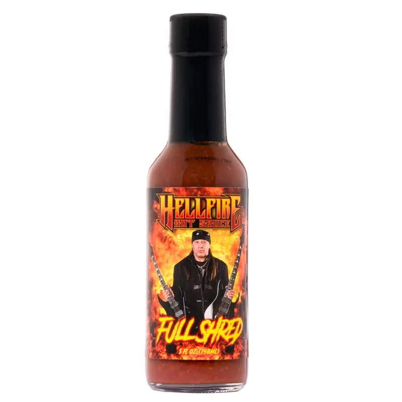 David Shankle's "Full Shred" Hot Sauce by Hellfire Hot Sauce hot sauce bottle