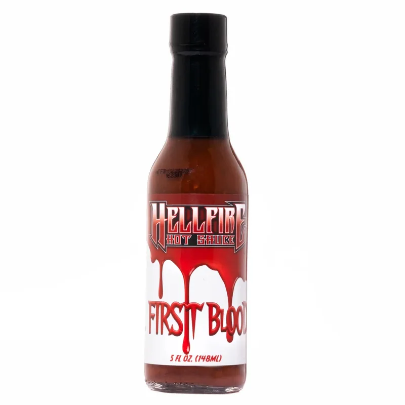 First Blood - Flavorful and Extreme Hot Sauce by Hellfire Hot Sauce hot sauce bottle