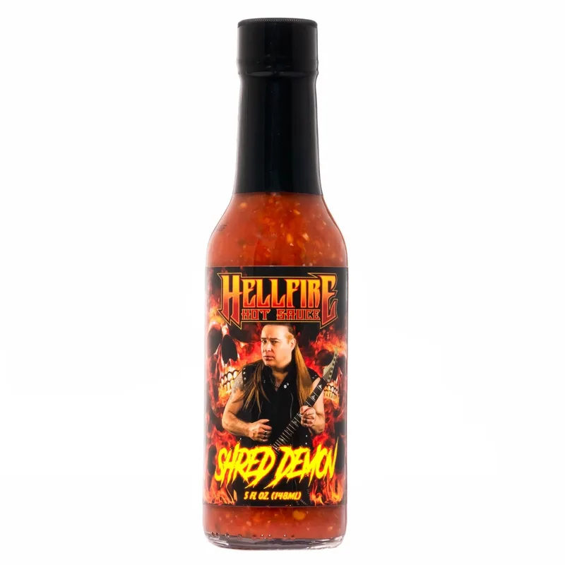 David Shankle's "Shred Demon" Hot Sauce by Hellfire Hot Sauce hot sauce bottle
