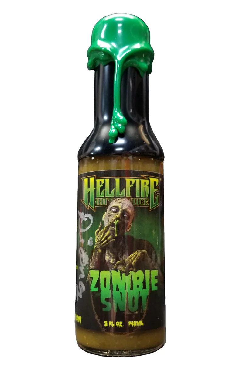 Zombie Snot Resin Sealed Signed Numbered Bottle (Limited Edition) by Hellfire Hot Sauce hot sauce bottle