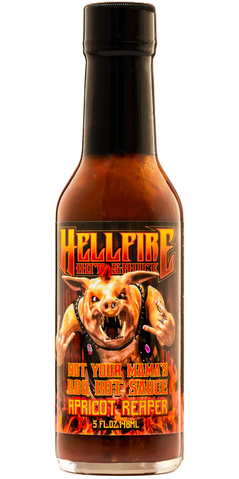 NEW! Apricot Reaper - Not Your Mama's BBQ Hot Sauce 5oz by Hellfire Hot Sauce hot sauce bottle