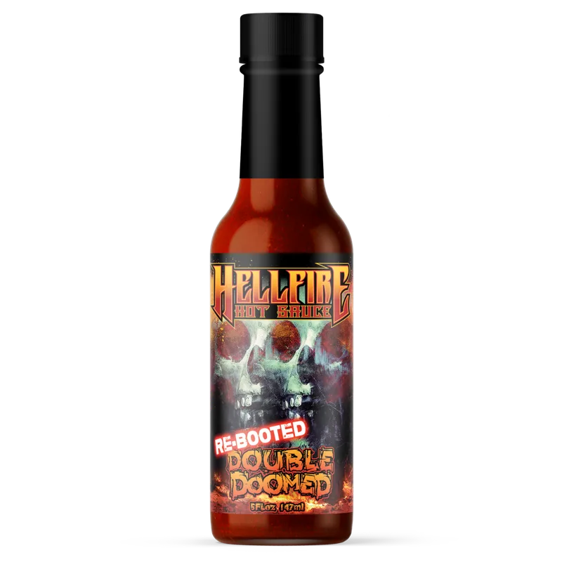 NEW! Double Doomed Rebooted! Hot Sauce Extreme Heat! Hellfire's Hottest Sauce! by Hellfire Hot Sauce hot sauce bottle