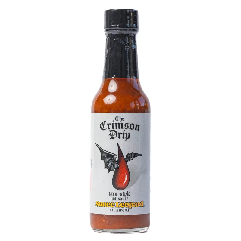 The Crimson Drip - Taco-Style Sauce by sauceleopard hot sauce bottle