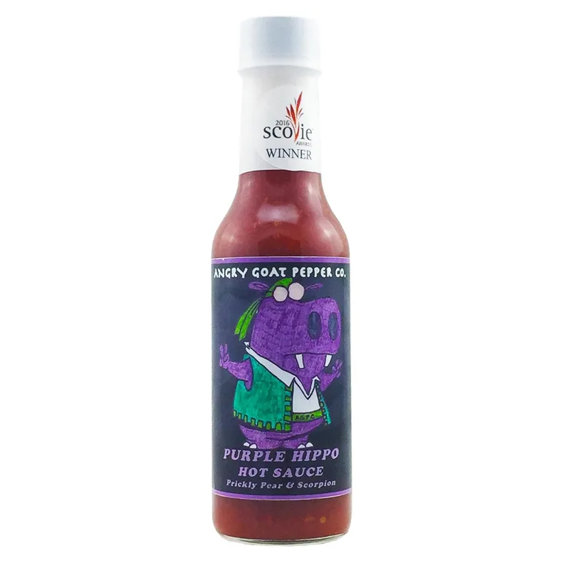 Angry Goat Purple Hippo Hot Sauce by Angry Goat Pepper Co. hot sauce bottle