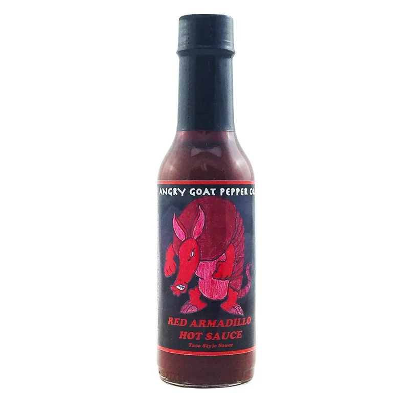 Angry Goat Red Armadillo Hot Sauce by Angry Goat Pepper Co. hot sauce bottle