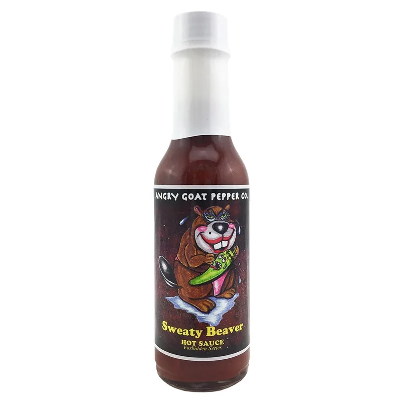 Angry Goat Sweaty Beaver Hot Sauce by Angry Goat Pepper Co. hot sauce bottle