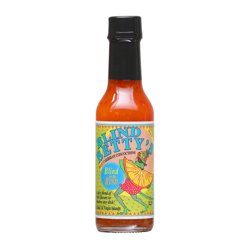 Blind Betty's Blind in the Rind Hot Sauce hot sauce bottle