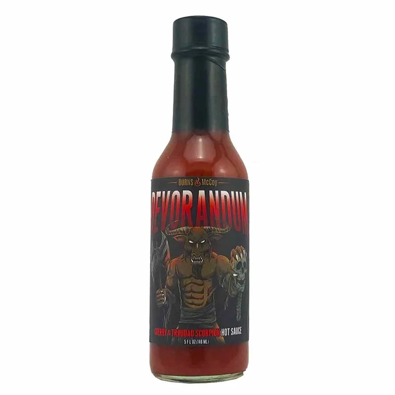 Burns & McCoy Devorandum Cherry & Trinidad Scorpion Hot Sauce hot sauce bottle