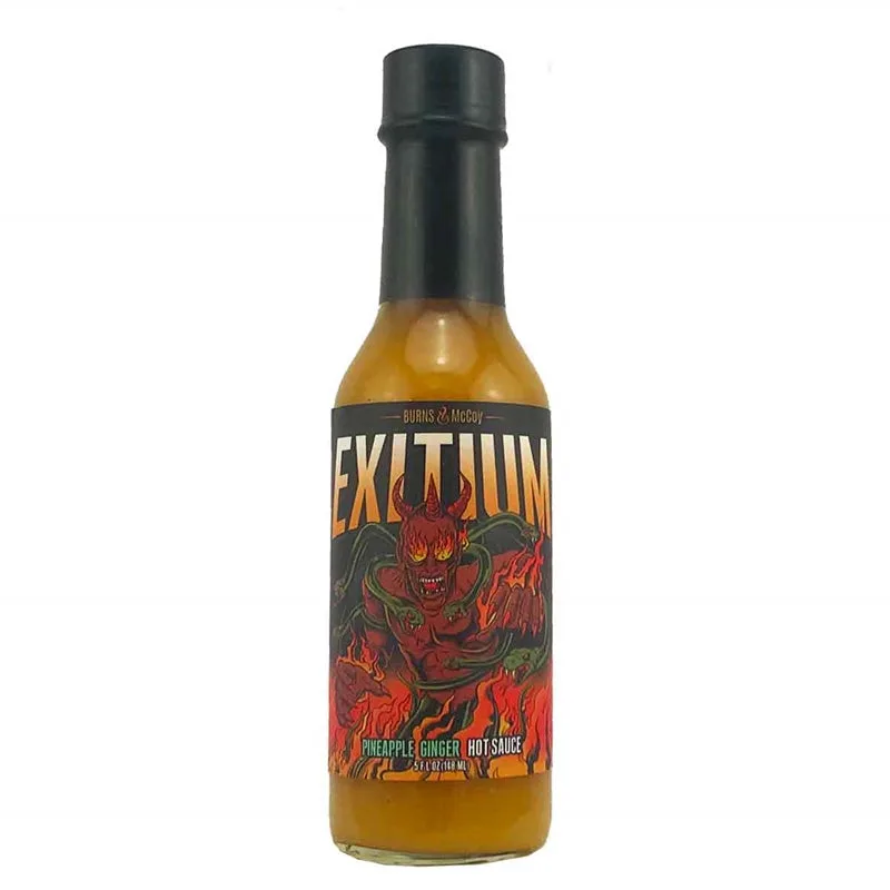 Burns & McCoy Exitium Pineapple Ginger Hot Sauce hot sauce bottle