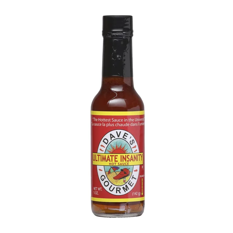Dave's Gourmet Ultimate Insanity Sauce hot sauce bottle