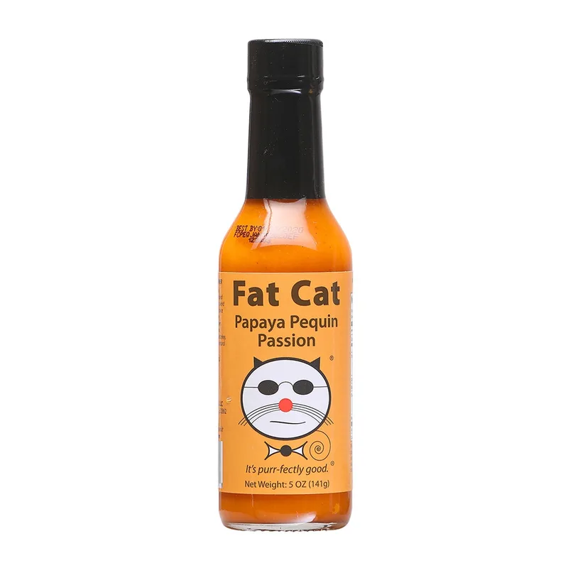 Fat Cat Papaya Pequin Passion Hot Sauce hot sauce bottle