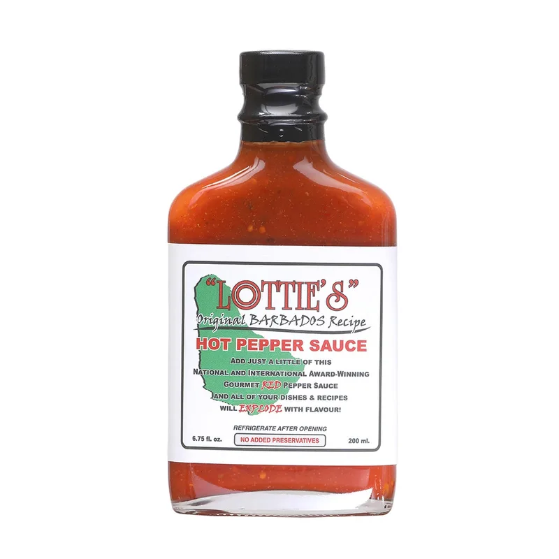 Lottie's Original Barbados Red Hot Pepper Sauce hot sauce bottle