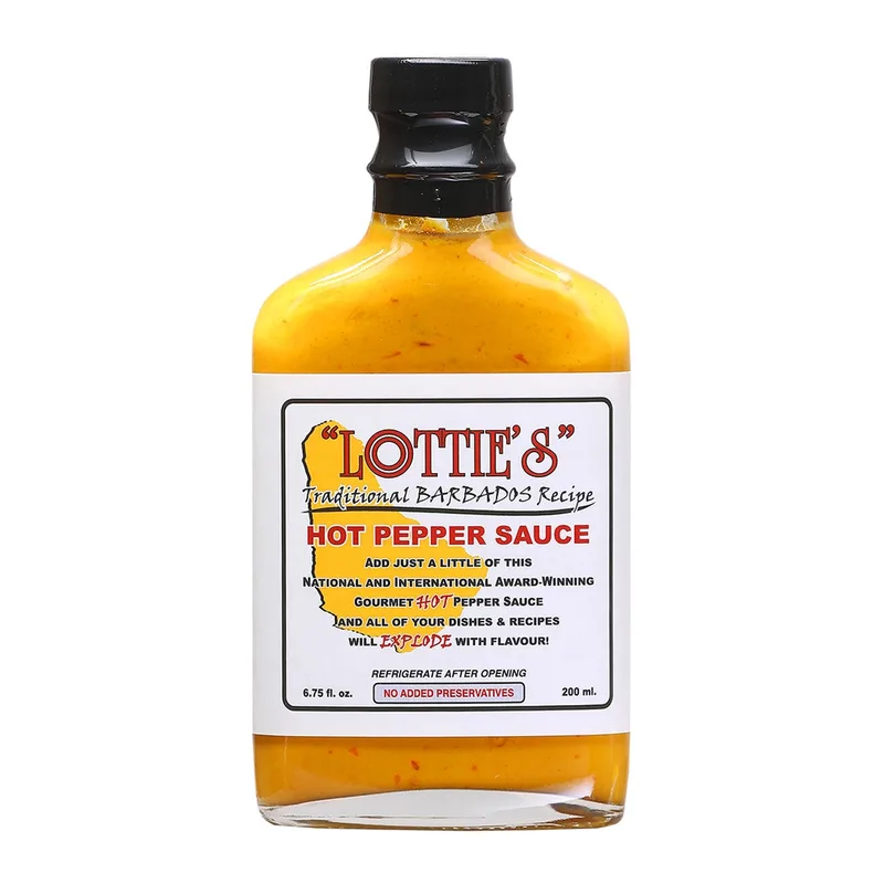 Lottie's Traditional Barbados Yellow Hot Pepper Sauce hot sauce bottle