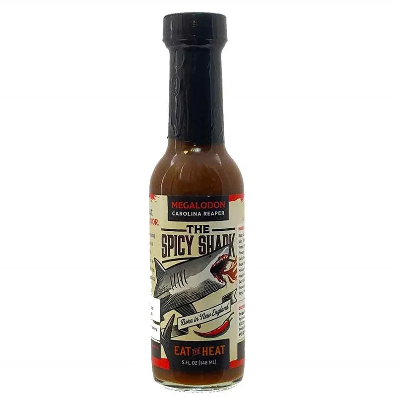 Spicy Shark Megalodon Carolina Reaper Hot Sauce by The Spicy Shark hot sauce bottle
