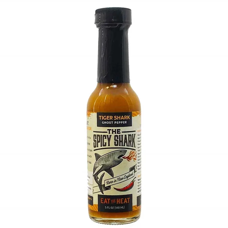 Spicy Shark Tiger Shark Ghost Pepper Hot Sauce by The Spicy Shark hot sauce bottle