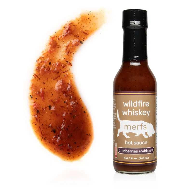 Merfs Wildfire Whiskey Hot Sauce by Merfs Condiments hot sauce bottle