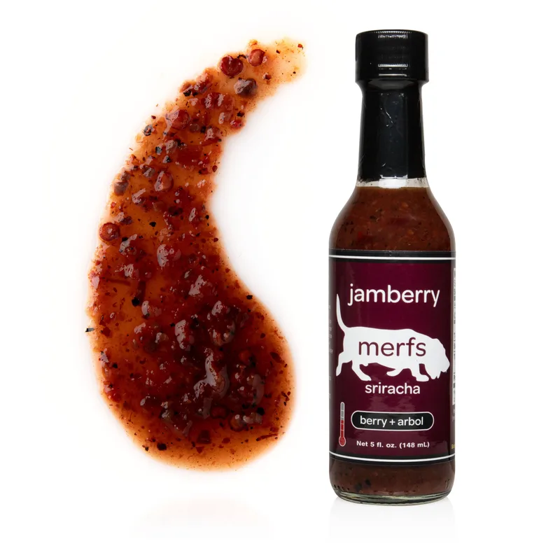 Merfs Jamberry Sriracha by Merfs Condiments hot sauce bottle