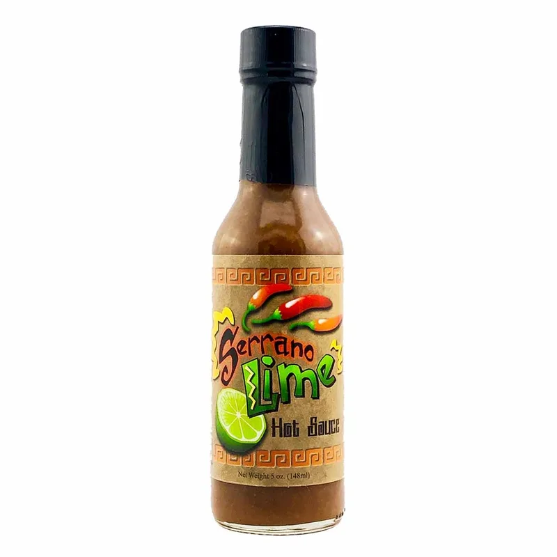 CaJohns Serrano Lime Hot Sauce by CaJohns Fiery Foods Co. hot sauce bottle