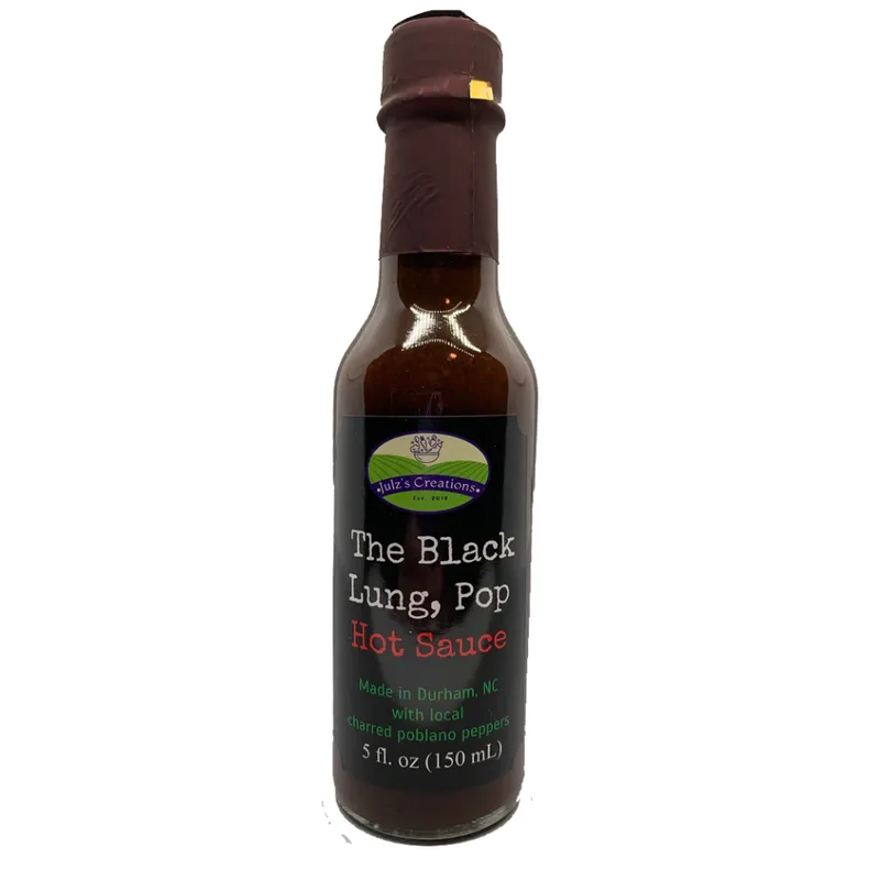 Julz's Creations The Black Lung, Pop Hot Sauce hot sauce bottle
