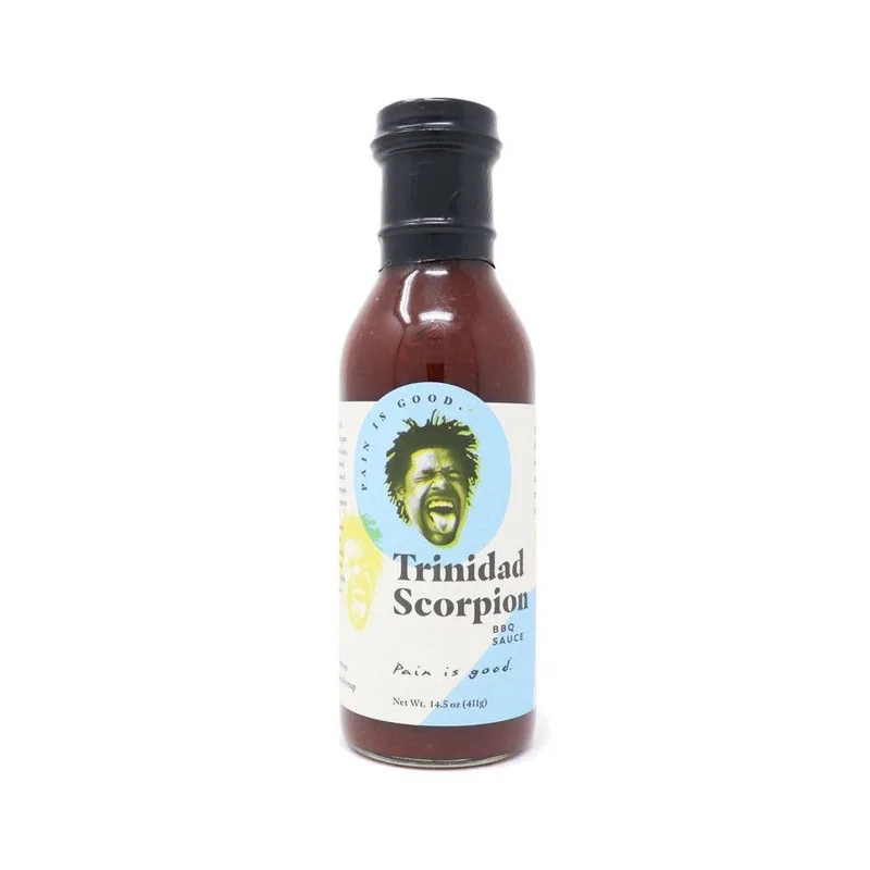 Pain Is Good Trinidad Scorpion BBQ Sauce hot sauce bottle