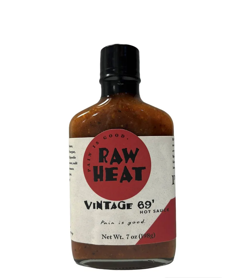 Pain is Good Raw Heat Vintage 69' Hot Sauce hot sauce bottle