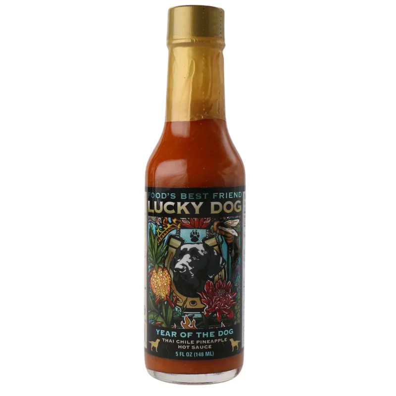 Lucky Dog Year of the Dog Thai Chile Pineapple Hot Sauce by Lucky Dog Hot Sauce hot sauce bottle