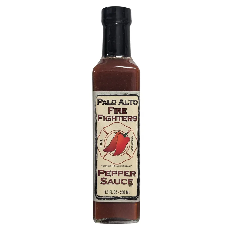 Palo Alto Firefighters Original Pepper Sauce hot sauce bottle