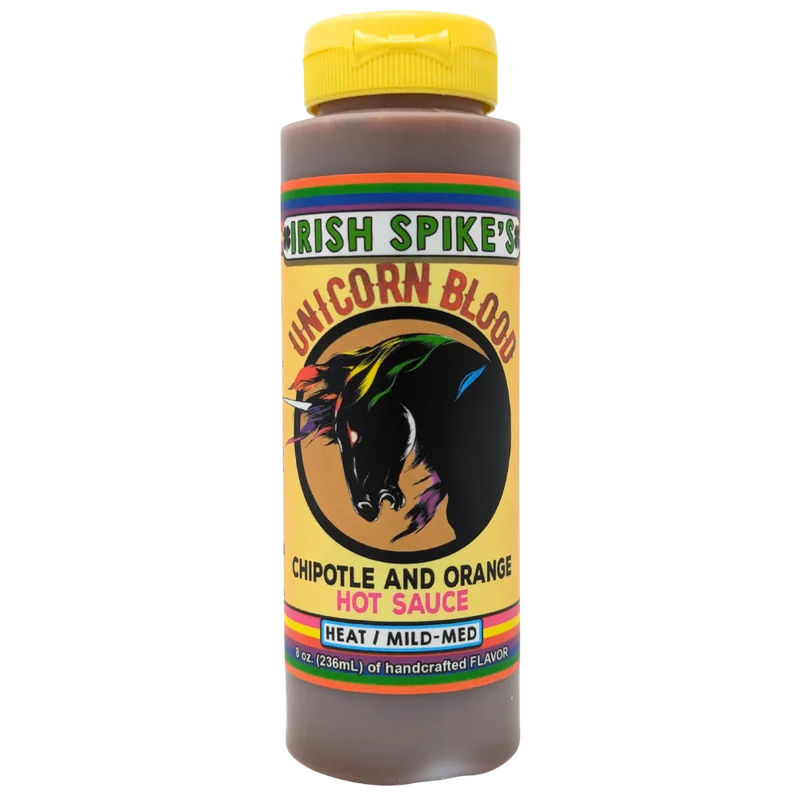 Irish Spike's Unicorn Blood Chipotle and Orange Hot Sauce by Irish Spike's Unique Hot Sauces hot sauce bottle