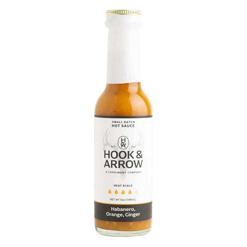 Hook & Arrow Habanero, Orange, Ginger Hot Sauce hot sauce bottle