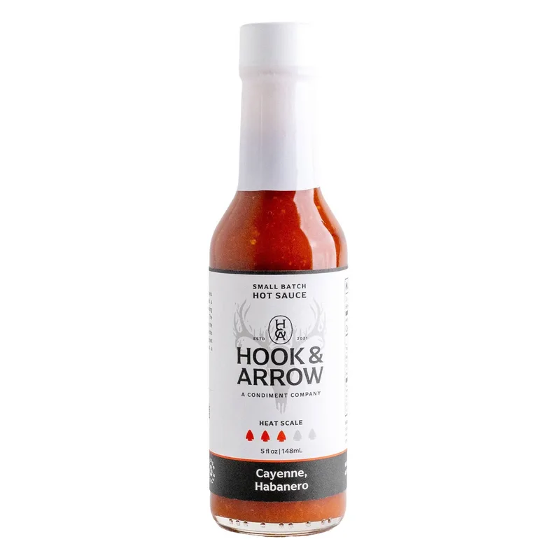 Hook & Arrow Cayenne, Habanero Hot Sauce hot sauce bottle