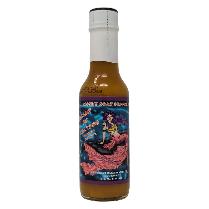 Angry Goat Dreams Of Calypso Private Reserve Hot Sauce by Angry Goat Pepper Co. hot sauce bottle
