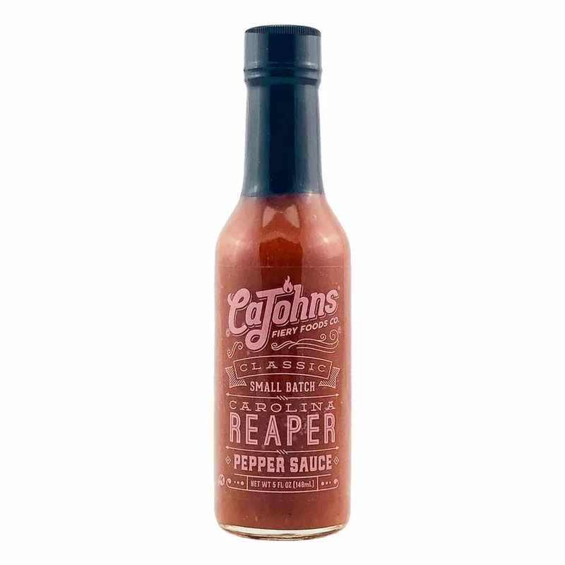 CaJohns Classic Carolina Reaper Pepper Sauce by CaJohns Fiery Foods Co. hot sauce bottle