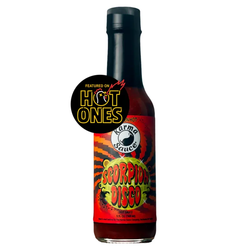 Karma Sauce Scorpion Disco Hot Sauce hot sauce bottle