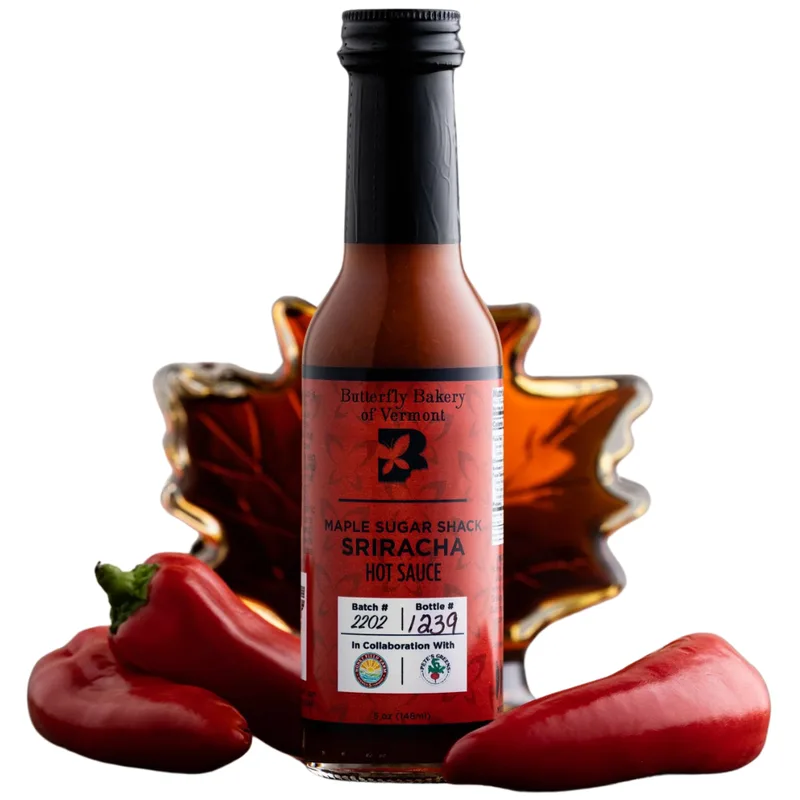 Butterfly Bakery Maple Sugar Shack Sriracha Hot Sauce by Butterfly Bakery of Vermont hot sauce bottle