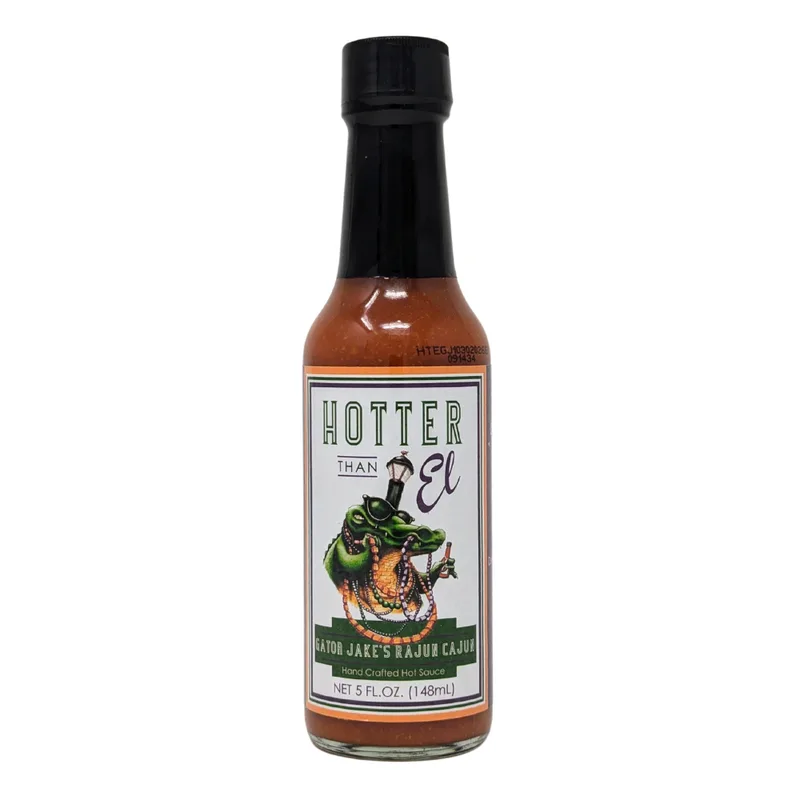 Hotter Than El Gator Jake's Rajun Cajun Hot Sauce hot sauce bottle