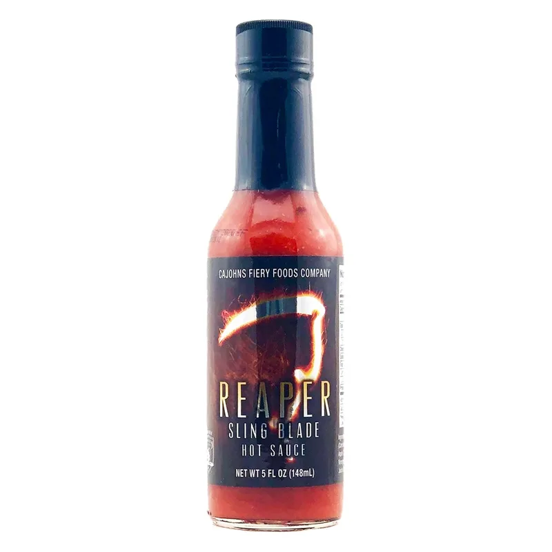 CaJohns Reaper Sling Blade Hot Sauce by CaJohns Fiery Foods Co. hot sauce bottle
