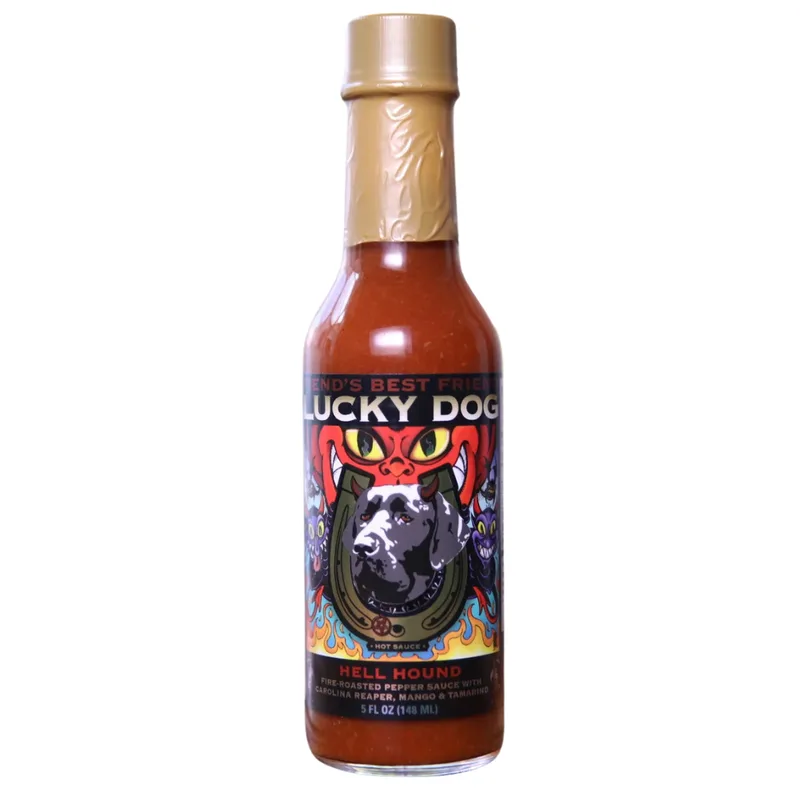 Lucky Dog Hell Hound - XXXHot Fire-Roasted Hot Sauce by Lucky Dog Hot Sauce hot sauce bottle
