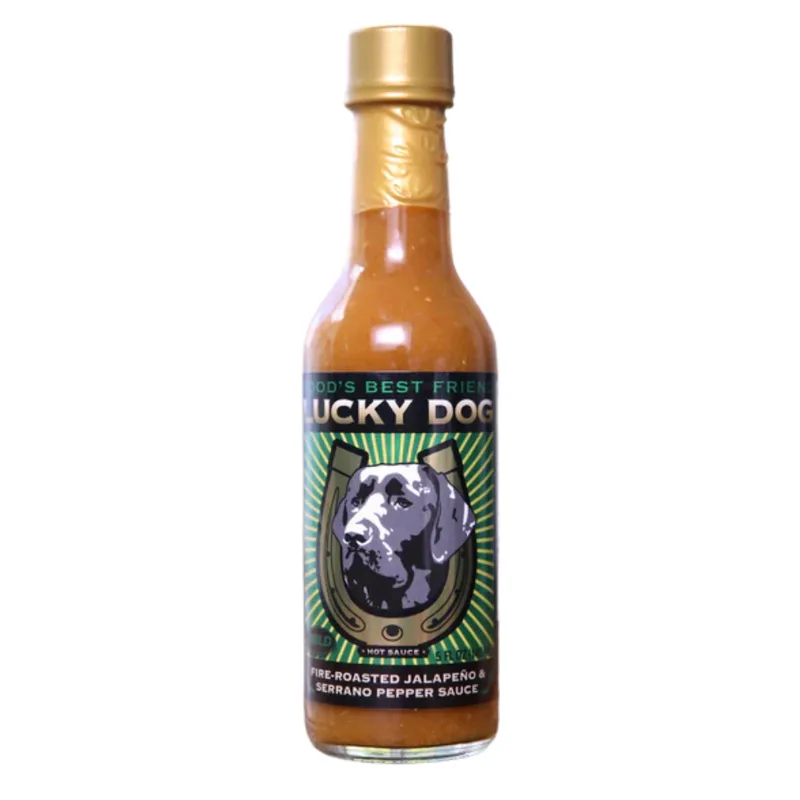 Lucky Dog Green Label Mild Fire-Roasted Jalapeno & Serrano Hot Sauce by Lucky Dog Hot Sauce hot sauce bottle