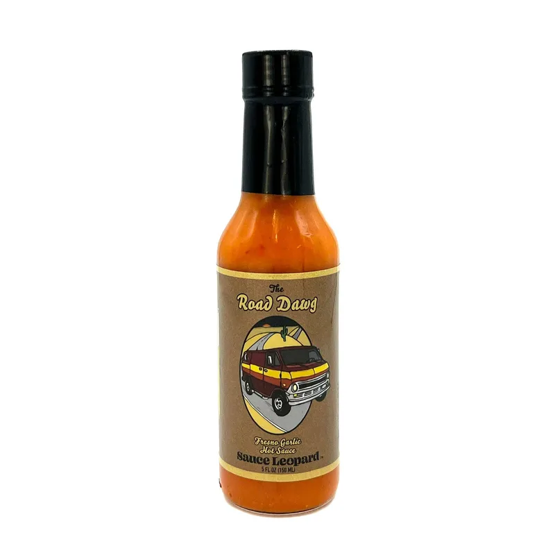 Sauce Leopard The Road Dawg - Red Chili Garlic Hot Sauce hot sauce bottle
